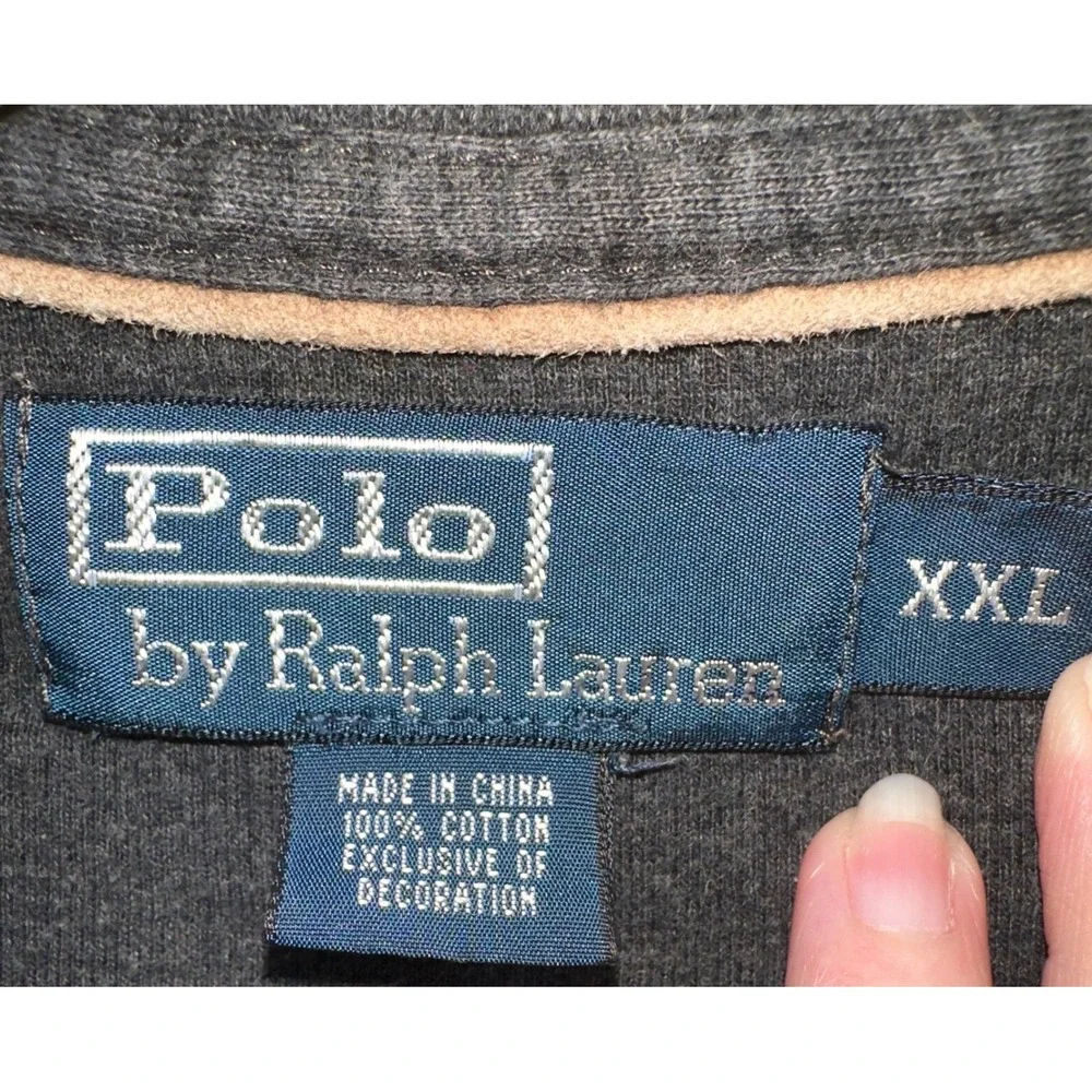 Polo Ralph Lauren Mens‎ XXL Charcoal Gray 1/4 Zip Cotton Knit Pullover Sweater